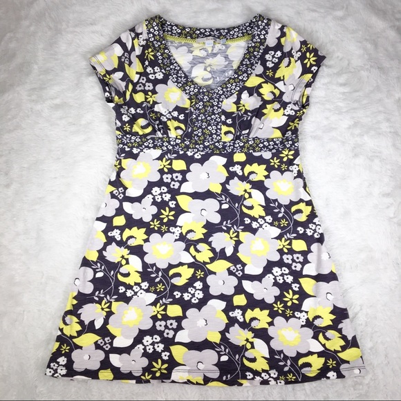 Boden Tops - Boden Grey Yellow White Floral Print Tunic